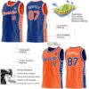 Custom Reversible Royal Orange-White Double Side Star Sublimation Basketball Suit Jersey