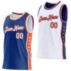 Custom Reversible Royal White-Orange Double Side Star Sublimation Basketball Suit Jersey