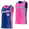 Custom Reversible Royal White-Pink Double Side Star Sublimation Basketball Suit Jersey