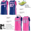 Custom Reversible Royal White-Pink Double Side Star Sublimation Basketball Suit Jersey