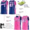 Custom Reversible Royal White-Pink Double Side Star Sublimation Basketball Suit Jersey