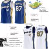 Custom Reversible Royal White-Old Gold Double Side Star Sublimation Basketball Suit Jersey