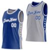 Custom Reversible Royal White-Gray Double Side Star Sublimation Basketball Suit Jersey