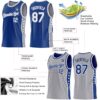 Custom Reversible Royal White-Gray Double Side Star Sublimation Basketball Suit Jersey