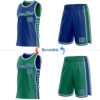 Custom Reversible Royal Kelly Green-White Double Side Star Sublimation Basketball Suit Jersey