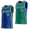 Custom Reversible Royal Kelly Green-White Double Side Star Sublimation Basketball Suit Jersey