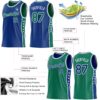 Custom Reversible Royal Kelly Green-White Double Side Star Sublimation Basketball Suit Jersey