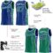 Custom Reversible Royal Kelly Green-White Double Side Star Sublimation Basketball Suit Jersey