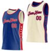 Custom Reversible Royal Red-Cream Double Side Star Sublimation Basketball Suit Jersey