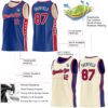 Custom Reversible Royal Red-Cream Double Side Star Sublimation Basketball Suit Jersey