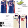 Custom Reversible Royal White-Red Double Side Star Sublimation Basketball Suit Jersey