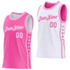 Custom Reversible Pink White Double Side Star Sublimation Basketball Suit Jersey