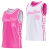 Custom Reversible Pink White Double Side Star Sublimation Basketball Suit Jersey