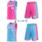 Custom Reversible Pink White-Sky Blue Double Side Star Sublimation Basketball Suit Jersey