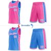 Custom Reversible Pink White-Powder Blue Double Side Star Sublimation Basketball Suit Jersey