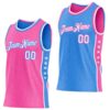 Custom Reversible Pink White-Powder Blue Double Side Star Sublimation Basketball Suit Jersey
