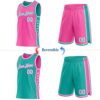 Custom Reversible Pink White-Aqua Double Side Star Sublimation Basketball Suit Jersey