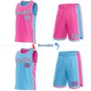 Custom Reversible Pink White Sky Blue-Black Double Side Star Sublimation Basketball Suit Jersey