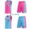 Custom Reversible Pink White Sky Blue-Black Double Side Star Sublimation Basketball Suit Jersey