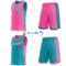 Custom Reversible Pink White Teal-Black Double Side Star Sublimation Basketball Suit Jersey