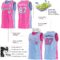 Custom Reversible Pink White Light Blue-Black Double Side Star Sublimation Basketball Suit Jersey