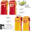 Custom Reversible Red White-Gold Double Side Star Sublimation Basketball Suit Jersey