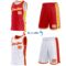 Custom Reversible Red White-Gold Double Side Star Sublimation Basketball Suit Jersey