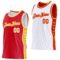 Custom Reversible Red White-Gold Double Side Star Sublimation Basketball Suit Jersey