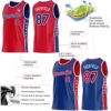 Custom Reversible Red Royal-White Double Side Star Sublimation Basketball Suit Jersey