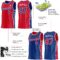 Custom Reversible Red Royal-White Double Side Star Sublimation Basketball Suit Jersey
