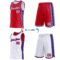 Custom Reversible Red White-Royal Double Side Star Sublimation Basketball Suit Jersey