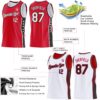 Custom Reversible Red White-Black Double Side Star Sublimation Basketball Suit Jersey