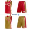 Custom Reversible Red White-Old Gold Double Side Star Sublimation Basketball Suit Jersey