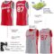 Custom Reversible Red White-Gray Double Side Star Sublimation Basketball Suit Jersey