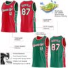 Custom Reversible Red White-Kelly Green Double Side Star Sublimation Basketball Suit Jersey