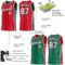 Custom Reversible Red White-Kelly Green Double Side Star Sublimation Basketball Suit Jersey