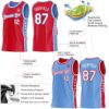 Custom Reversible Red White-Lakes Blue Double Side Star Sublimation Basketball Suit Jersey
