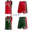 Custom Reversible Red White-Green Double Side Star Sublimation Basketball Suit Jersey
