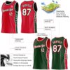 Custom Reversible Red White-Green Double Side Star Sublimation Basketball Suit Jersey