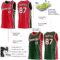 Custom Reversible Red White-Green Double Side Star Sublimation Basketball Suit Jersey