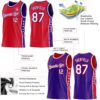 Custom Reversible Red White-Purple Double Side Star Sublimation Basketball Suit Jersey