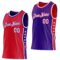 Custom Reversible Red White-Purple Double Side Star Sublimation Basketball Suit Jersey