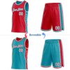 Custom Reversible Red White-Teal Double Side Star Sublimation Basketball Suit Jersey