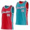 Custom Reversible Red White-Teal Double Side Star Sublimation Basketball Suit Jersey