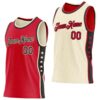 Custom Reversible Red Black-Cream Double Side Star Sublimation Basketball Suit Jersey