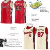 Custom Reversible Red Black-Cream Double Side Star Sublimation Basketball Suit Jersey
