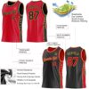 Custom Reversible Red Black-Old Gold Double Side Star Sublimation Basketball Suit Jersey