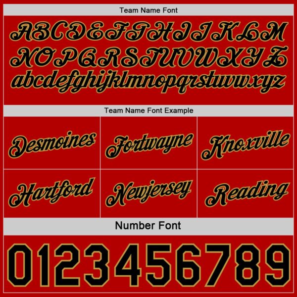 Custom Reversible Red Black-Old Gold Double Side Star Sublimation Basketball Suit Jersey