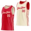 Custom Reversible Red Cream Double Side Star Sublimation Basketball Suit Jersey