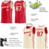 Custom Reversible Red Cream Double Side Star Sublimation Basketball Suit Jersey